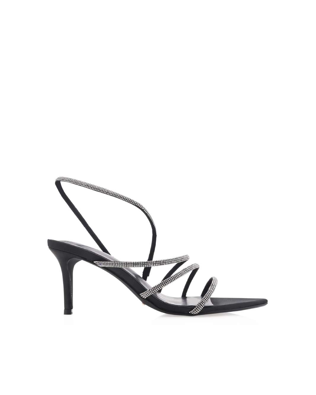 ELOWEN - BLACK SATIN-DIAMANTE