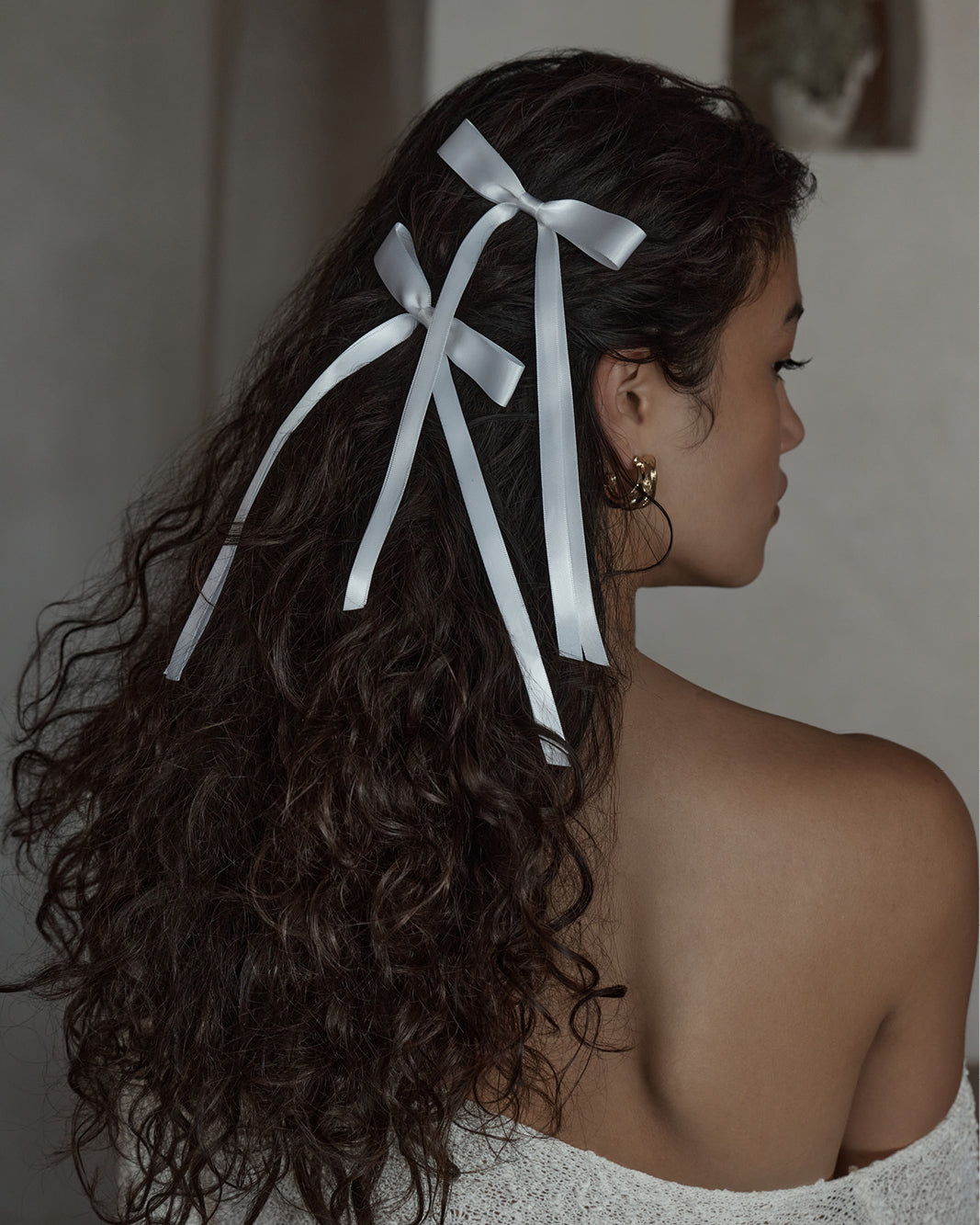 BOW HAIR CLIP 2 PACK - WHITE