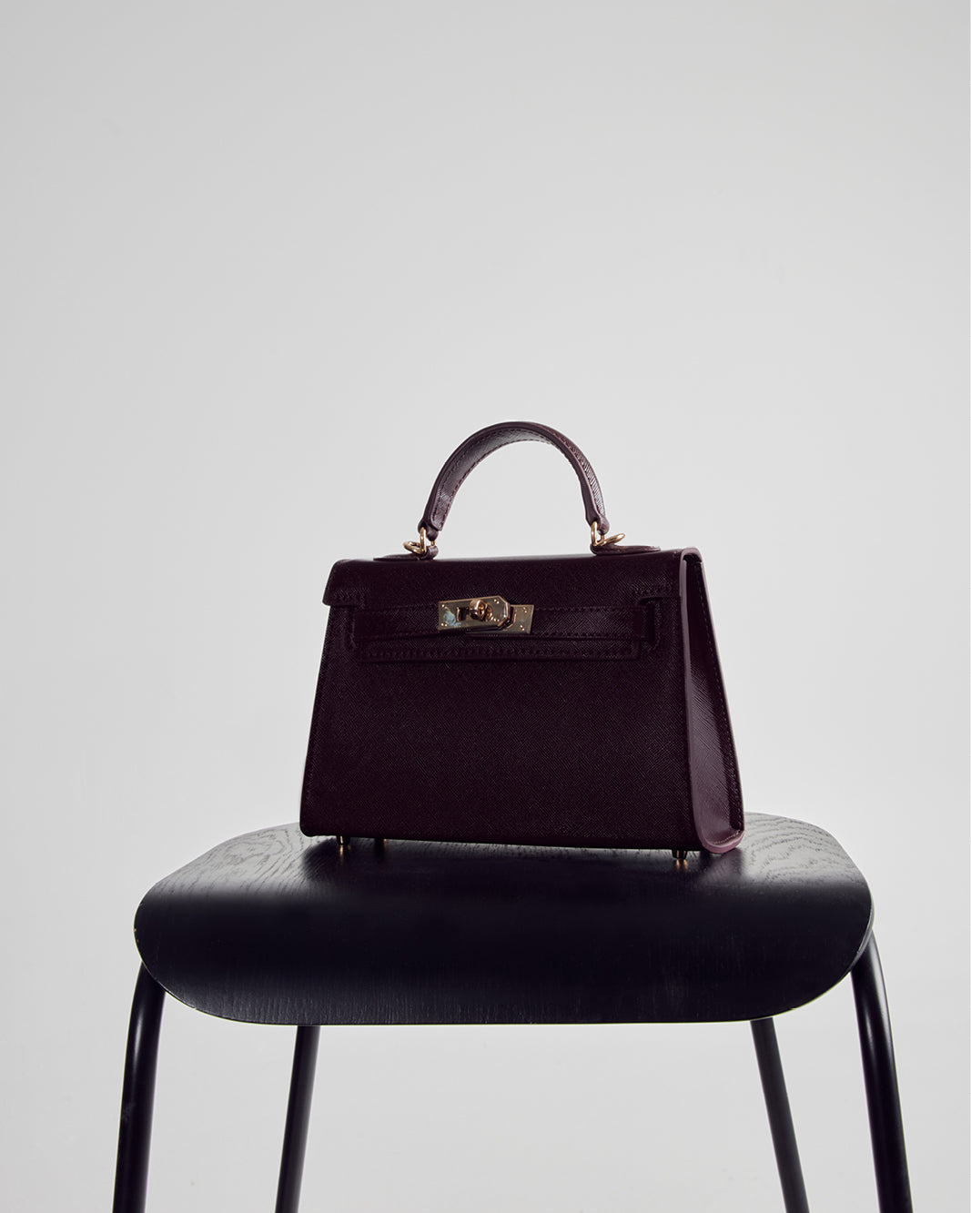 HARIETTE HANDLE BAG - MERLOT SAFFIANO