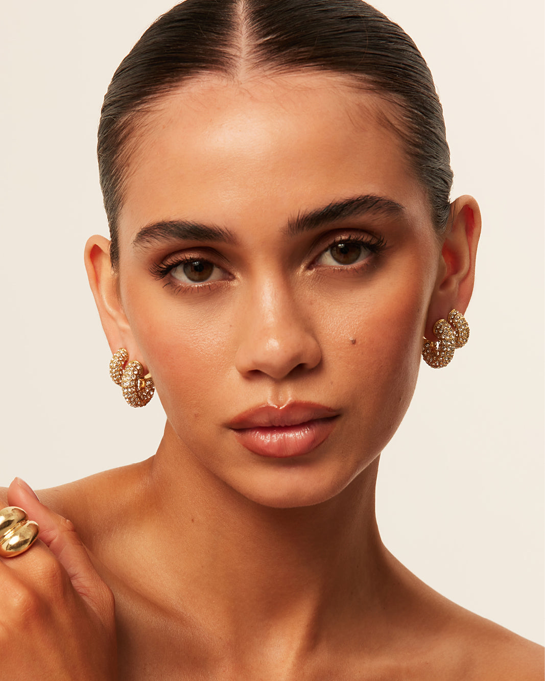 AVIVA EARRINGS 2 PACK - GOLD PLATED 18K-DIAMANTE