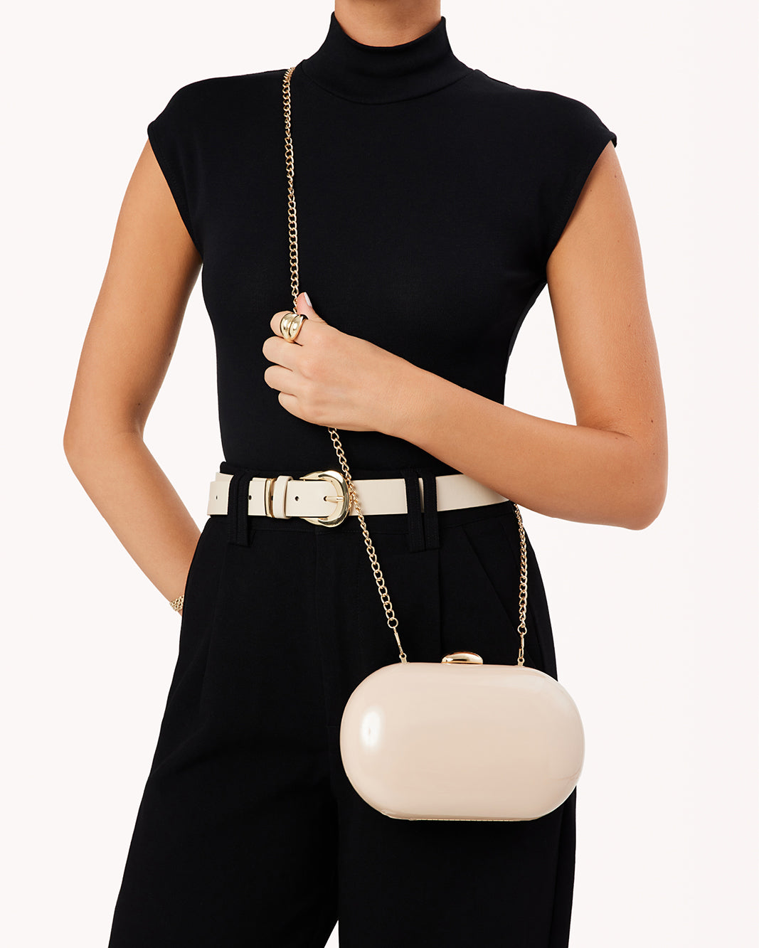 SELENA CLUTCH BAG - NUDE PATENT