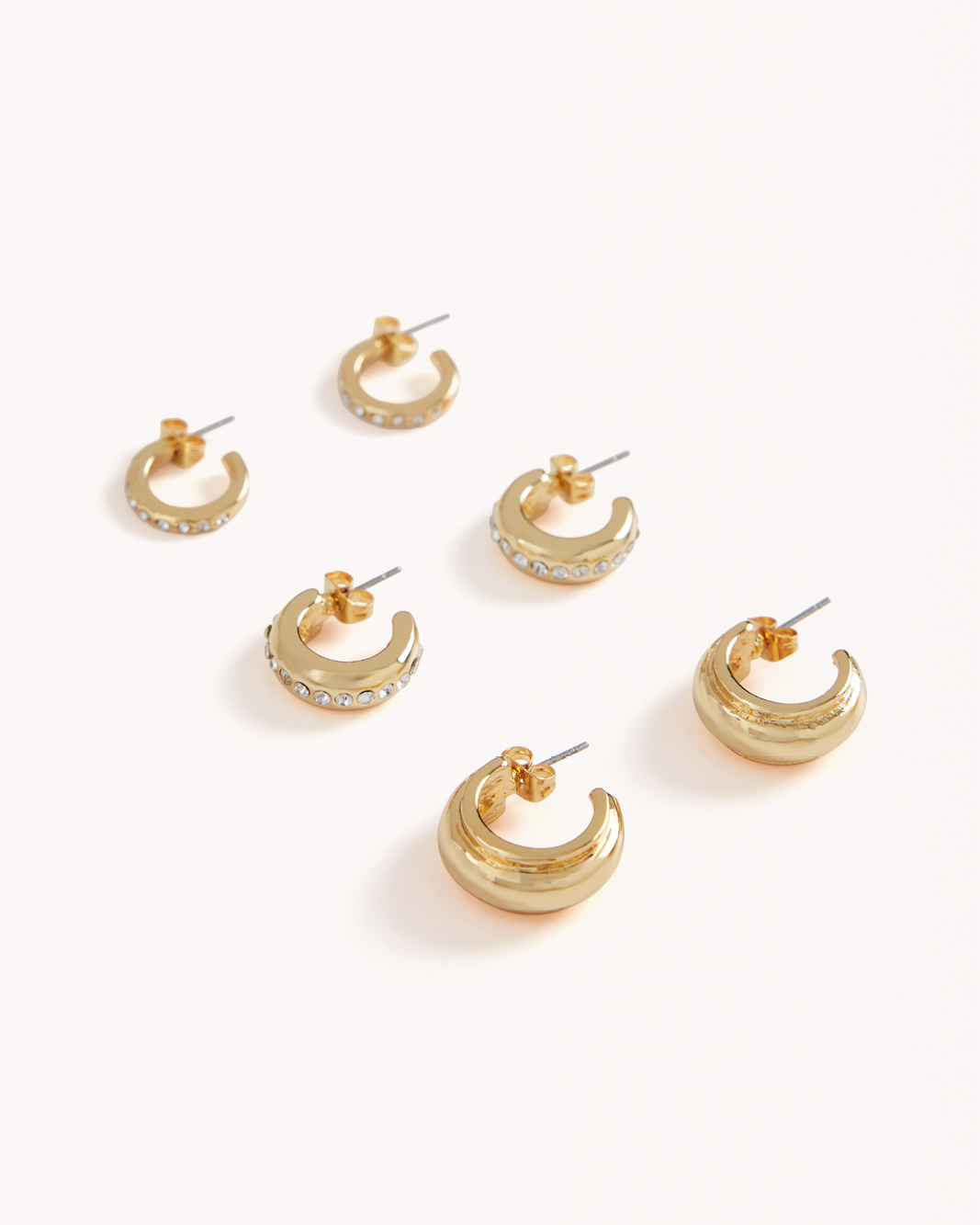 SORAYA 3 PACK EARRINGS - GOLD PLATED 18K-DIAMANTE