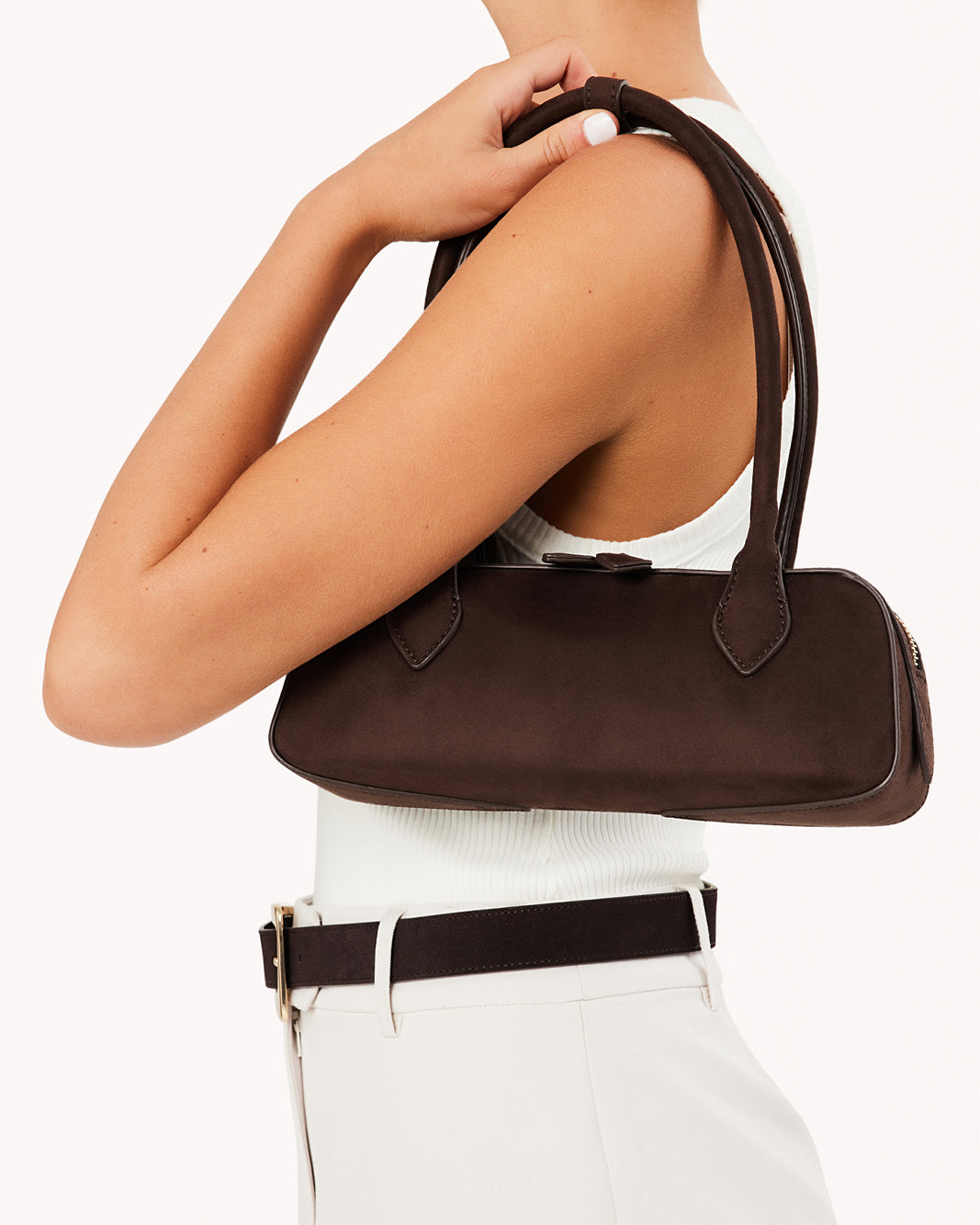 GIA SHOULDER BAG - DARK CACAO SUEDE